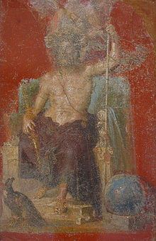 220px-Zeus_pompeiJupiter in a wall painting from Pompeii, with eagle and globe