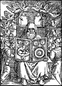 A woodcut of Hermes Trismegistus from De chemica Senioris ~ 1566