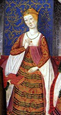 Isabel_de_castillaIsabella in the Rimado de la Conquista de Granada, from 1482, by Pedro Marcuello