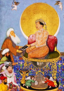 Bichitr - Jahangir Preferring a Sufi Sheikh to Kings, with James I lower left