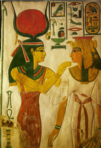 Hathor-and-IsisHathor (Red Disk & Horns) and Isis